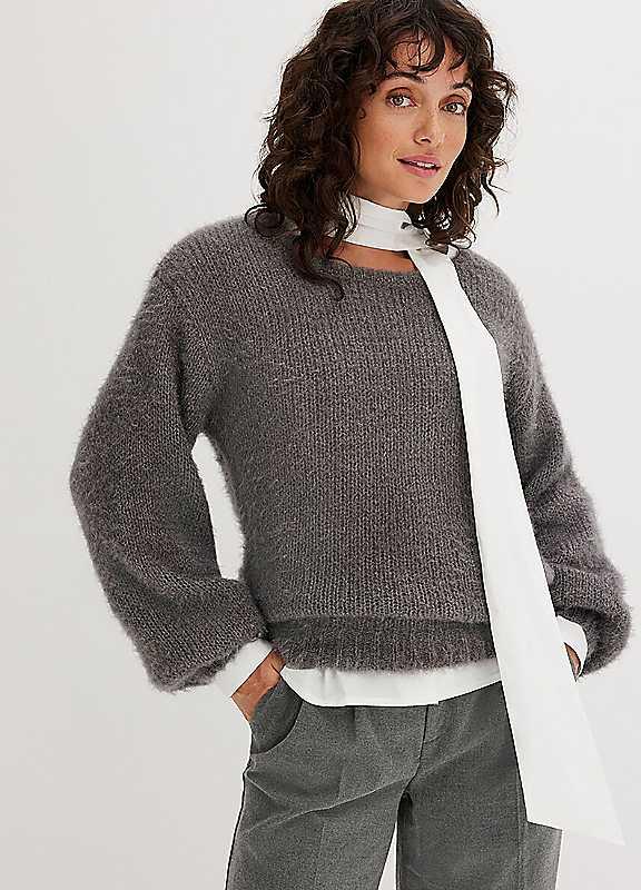 bonprix Fluffy Jumper - Charcoal - Size 10/12 on Productcaster.