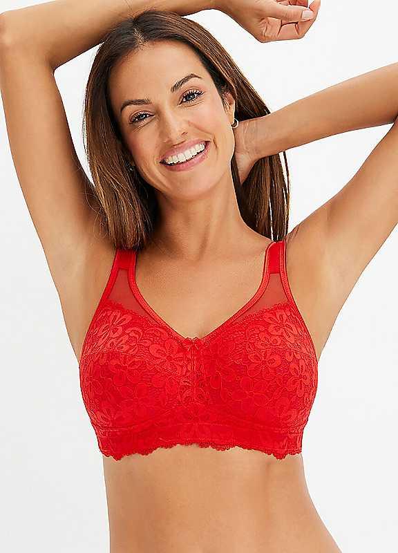 bonprix Full Cup Support Bra - RED - Size 38DD on Productcaster.