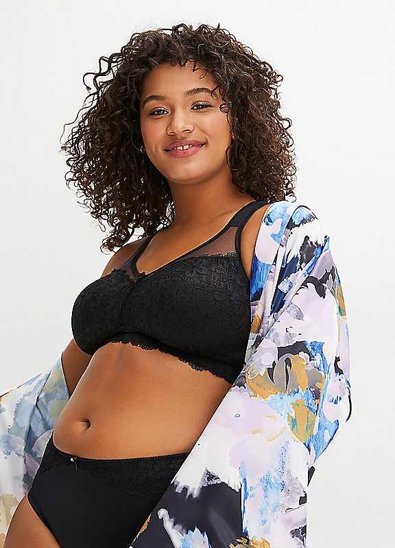 Plus Size bonprix Full Cup Support Bra - Black - Size 46C on Productcaster.