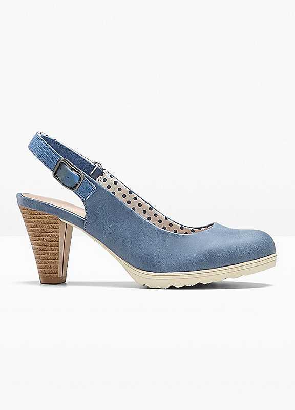 bonprix Funnel Heeled Slingback Pumps - Blue - Size 8 on Productcaster.