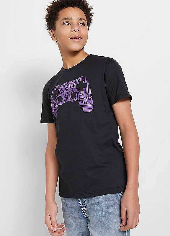 bonprix Gamer Print T-Shirt - Black - Size 12Y/13Y on Productcaster.