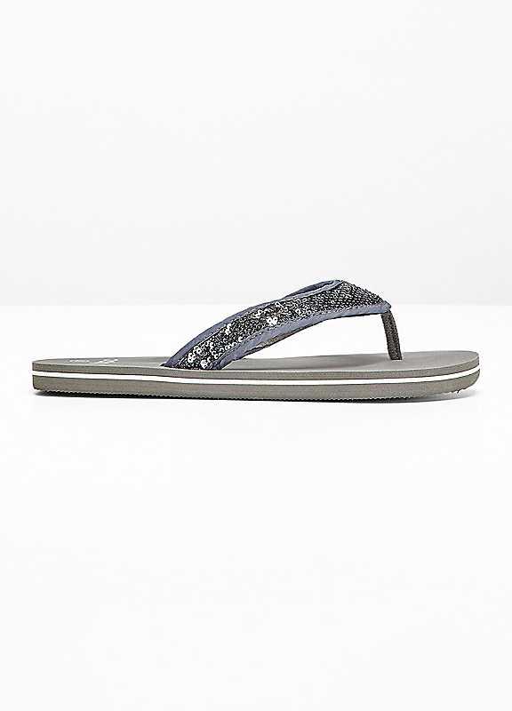 bonprix Glitter Strap Flip-Flops - Grey - Size 3 on Productcaster.