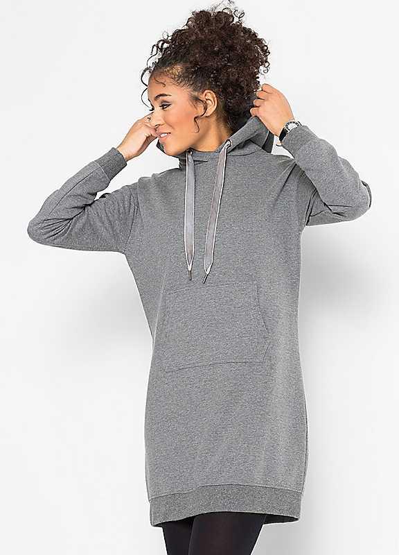 Plus Size bonprix Hooded Sweater Dress - Grey Marl - Size 14/16 on Productcaster.