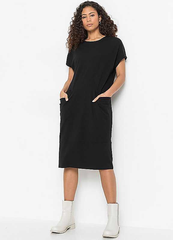 Plus Size bonprix Jersey Dress - Black - Size 30/32 on Productcaster.