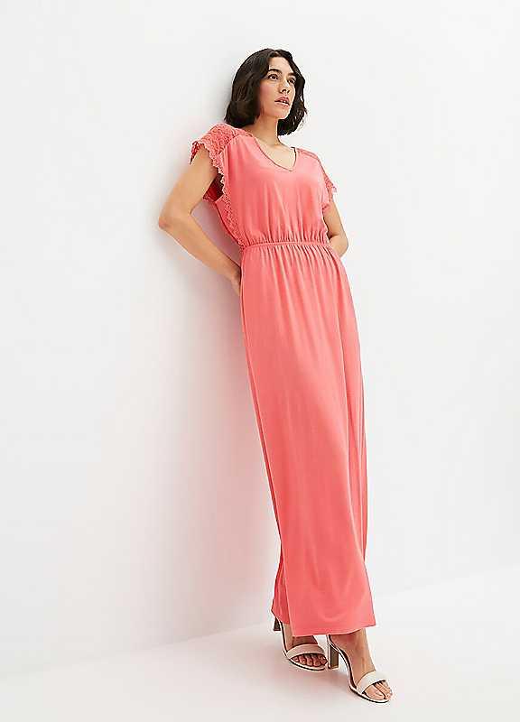 Plus Size bonprix Jersey Low Back Dress - Orange - Size 10/12 on Productcaster.