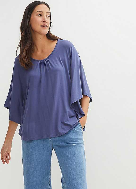 Plus Size bonprix Kimono Sleeve Top - Indigo - Size 10/12 on Productcaster.