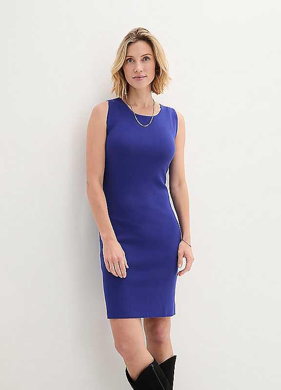 Plus Size bonprix Knitted Dress - Cobalt - Size 22/24 on Productcaster.