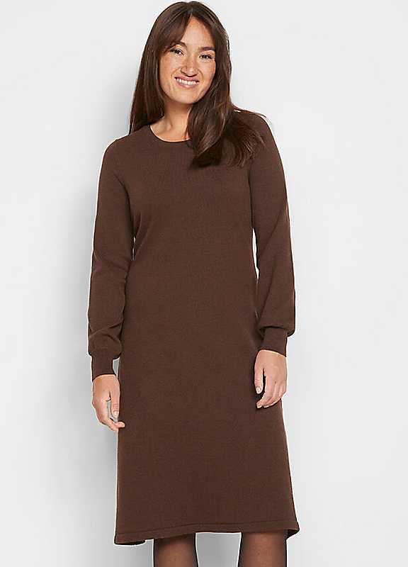 bonprix Knitted Dress - Brown - Size 26/28 on Productcaster.