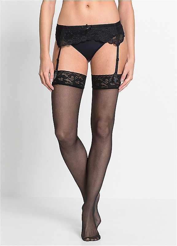 bonprix Lace Top Stockings - Black - Size 22/24 on Productcaster.