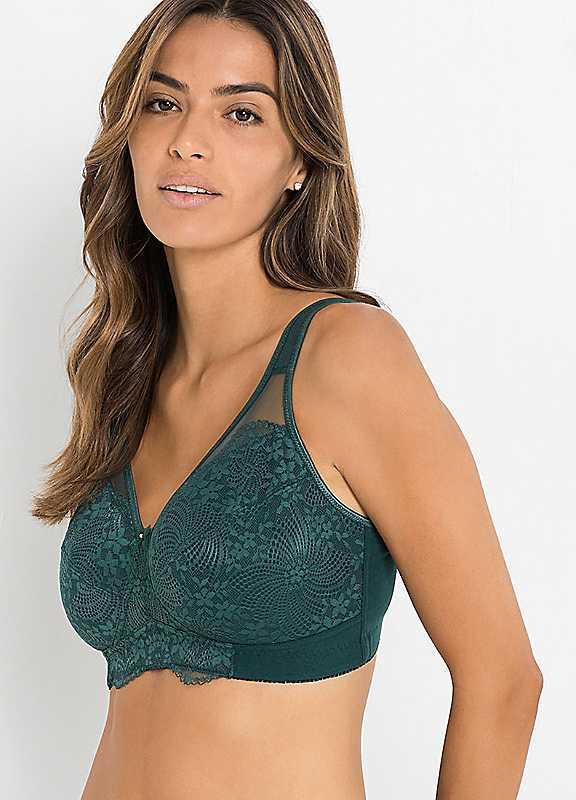 bonprix Lacy Support Bra - Green - Size 46C on Productcaster.