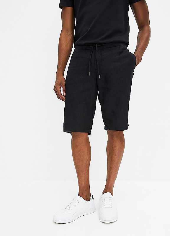 bonprix Linen Bermuda Shorts - Black - Size 40R on Productcaster.