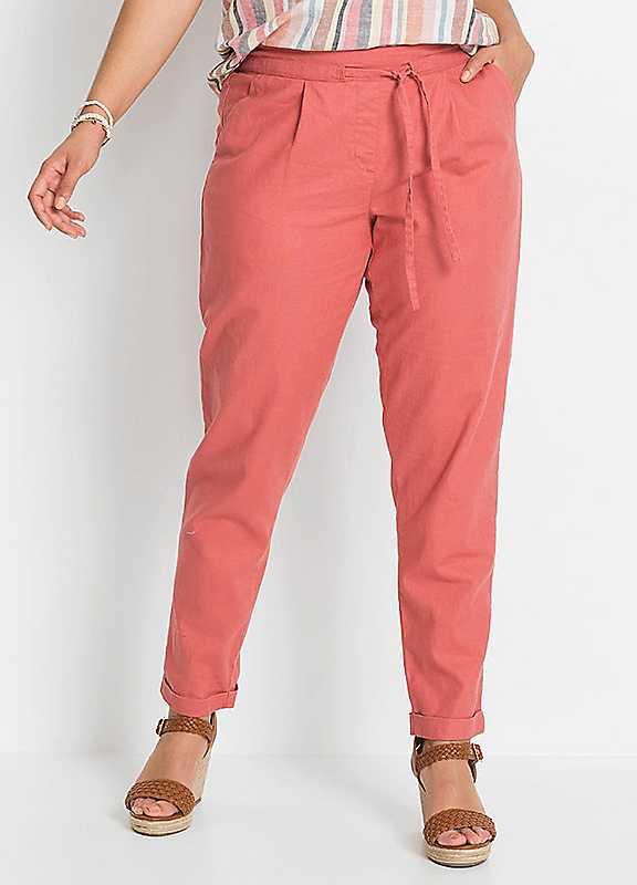 bonprix Linen Blend Trousers - Rhubarb - Size 24 on Productcaster.