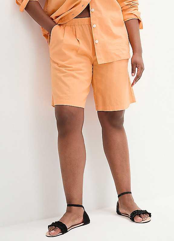 bonprix Linen Mix Shorts - Peach - Size 30 on Productcaster.