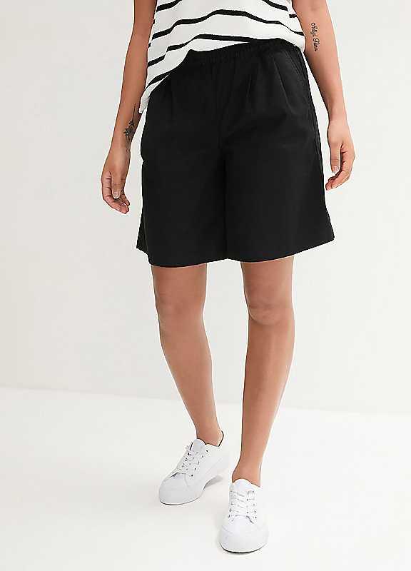 bonprix Linen Mix Shorts - Black - Size 14 on Productcaster.