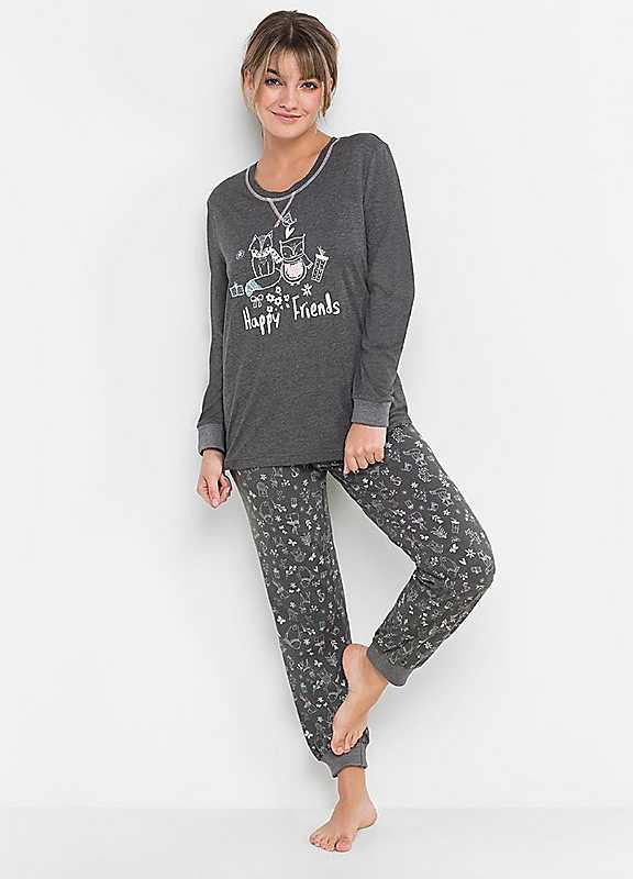 bonprix Long Printed Pyjamas - Charcoal Print - Size 6/8 on Productcaster.