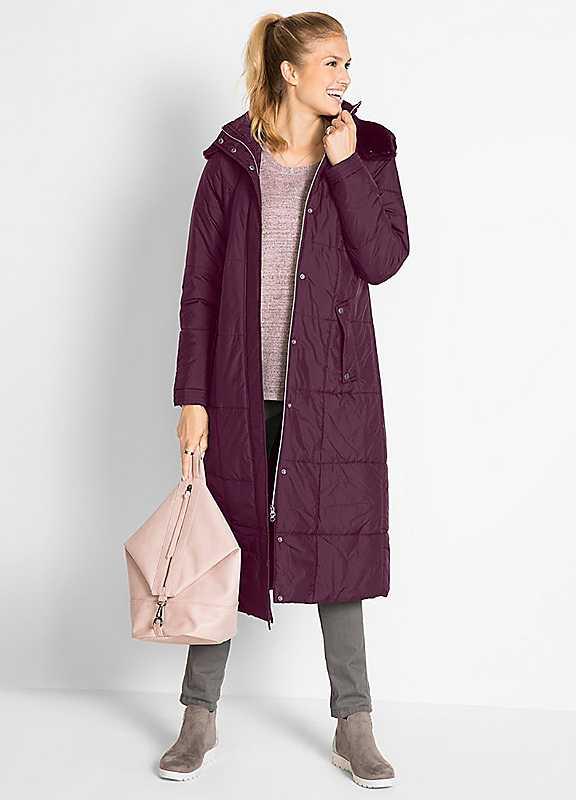 bonprix Long Quilted Coat - Mulberry - Size 30 on Productcaster.