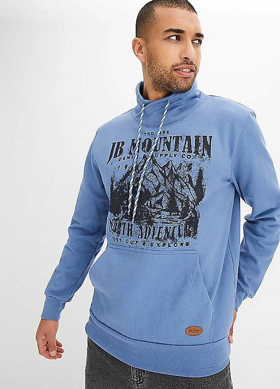 bonprix Long Sleeve Hoodie - Blue Print - Size 46/48 on Productcaster.