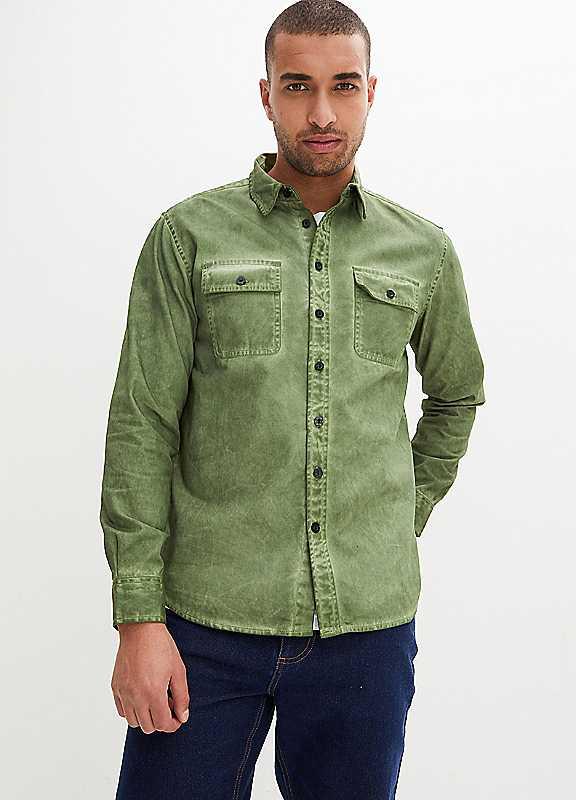 bonprix Long Sleeve Shirt - Moss - Size 17/17.25 on Productcaster.