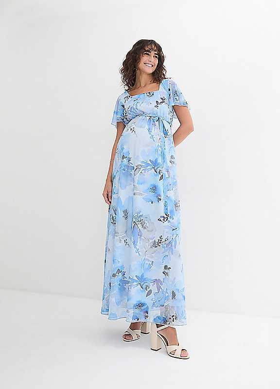 bonprix Maternity Floral Dress - Pale Blue - Size 14/16 on Productcaster.