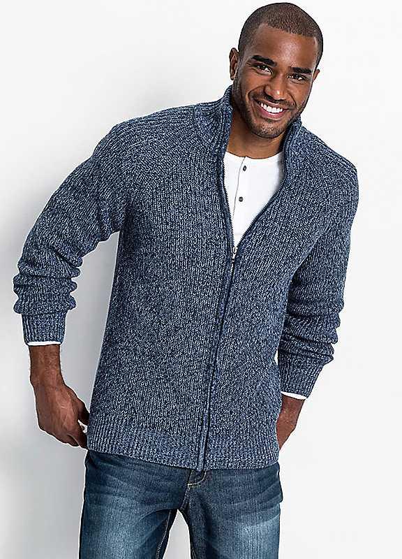 bonprix Men's Cardigan - Dark Blue Marl - Size 46/48 on Productcaster.