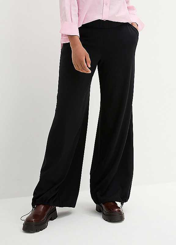 bonprix Modal Trousers - Black - Size 14/16 on Productcaster.