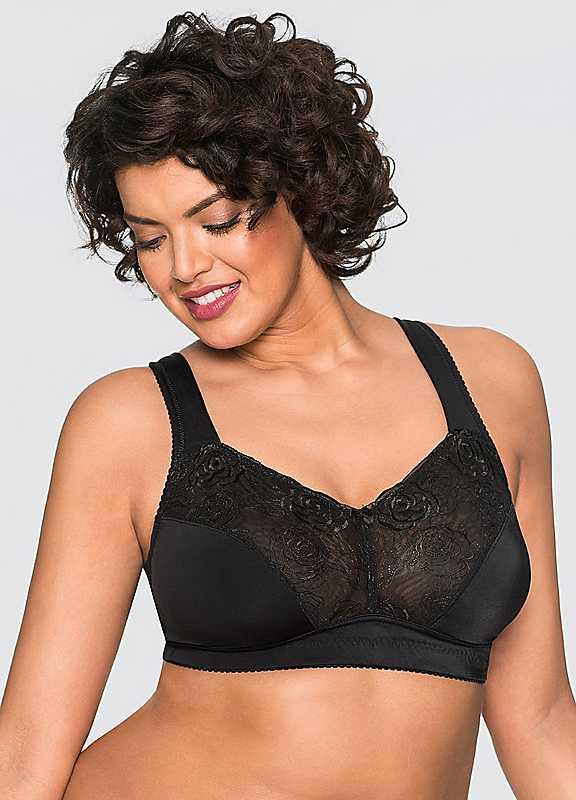 bonprix Non-Wired Minimiser Bra - Black - Size 46F on Productcaster.