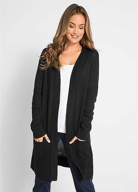 bonprix Open Longline Cardigan - Black - Size 10/12 on Productcaster.