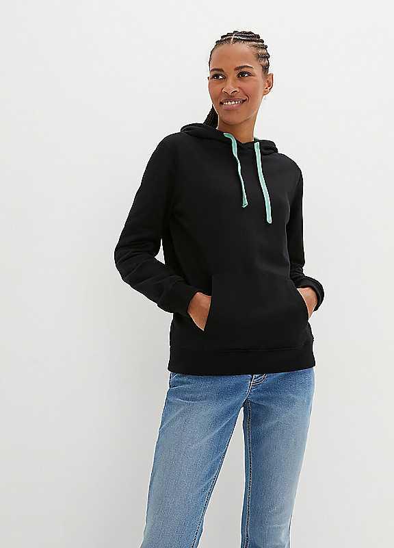 bonprix Organic Cotton Hoodie - Black - Size 22/24 on Productcaster.