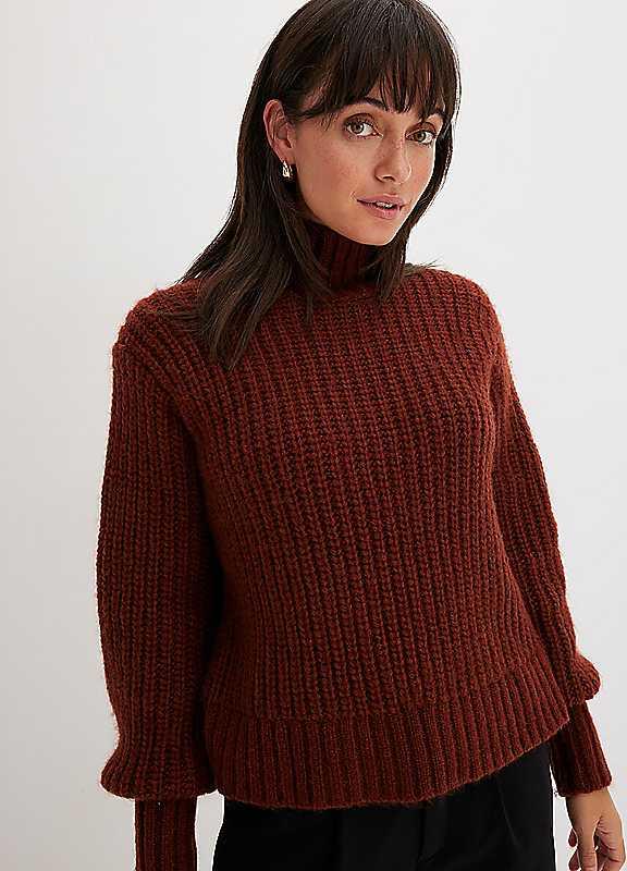 bonprix Oversize Turtleneck Jumper - Brown - Size 14/16 on Productcaster.