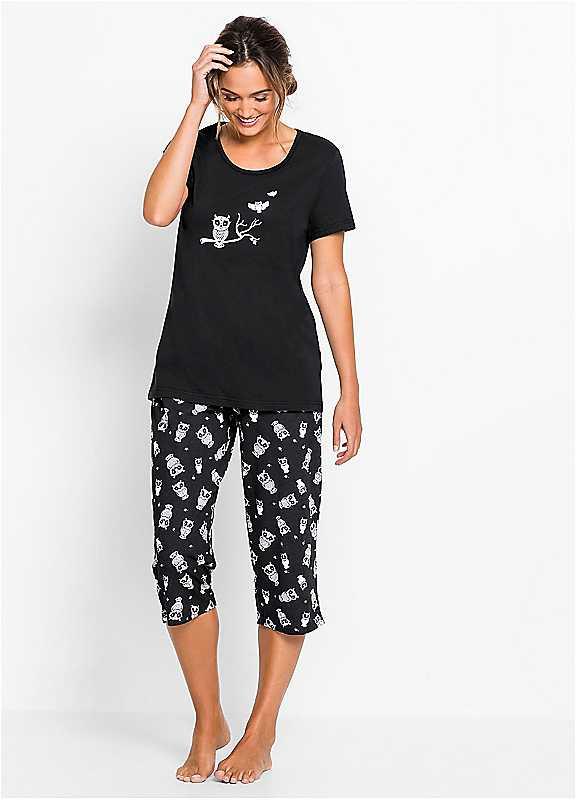 bonprix Owl Print Pyjamas - Black - Size 18/20 on Productcaster.