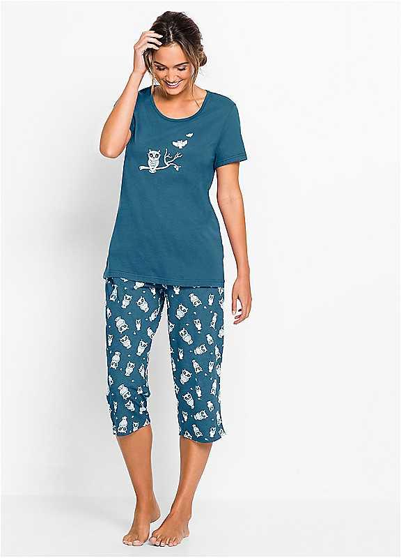 bonprix Owl Print Pyjamas - Petrol - Size 30/32 on Productcaster.