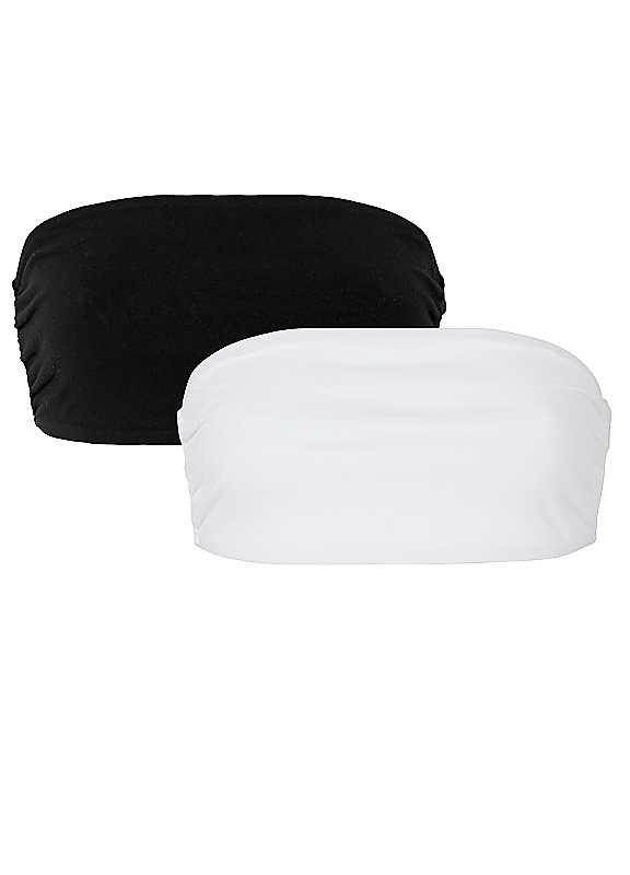 bonprix Pack of 2 Bandeau Tops - Black / White - Size 18/20 on Productcaster.