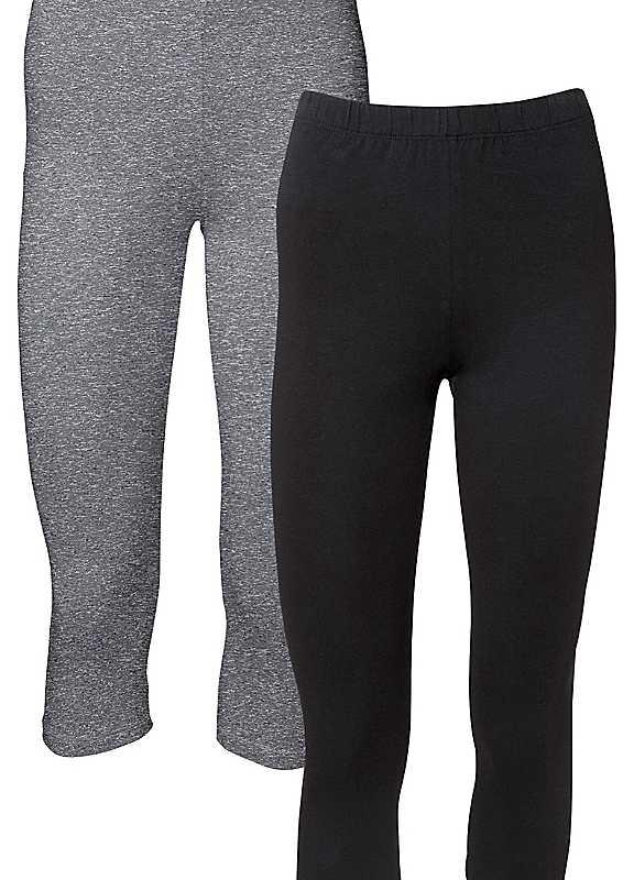 bonprix Pack of 2 Cropped Leggings - Black / Grey - Size 6/8 on Productcaster.