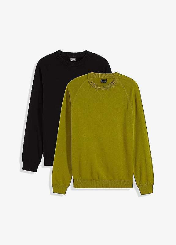 bonprix Pack of 2 Jumpers - Black / Moss - Size 38/40 on Productcaster.