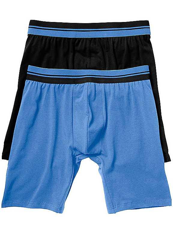 bonprix Pack of 2 Long Boxers - Black/Light Blue - Size 44 on Productcaster.