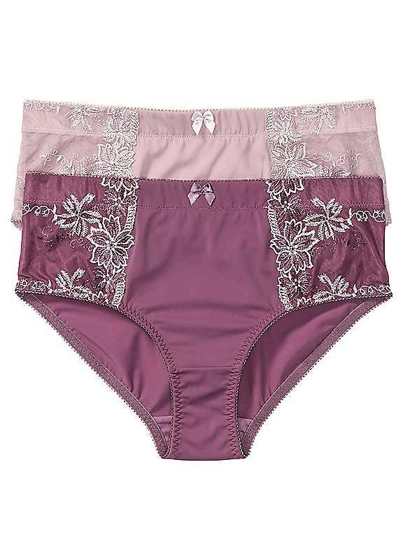 bonprix Pack of 2 Shaper Briefs - Pale Pink / Mulberry/Pale Pink - Size 26/28 on Productcaster.