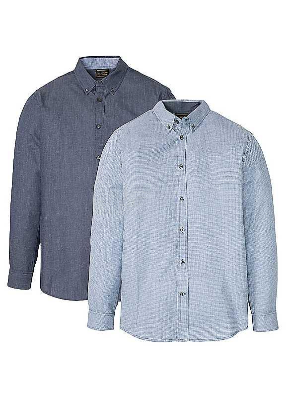 bonprix Pack Of 2 Work Shirts - Charcoal / Grey - Size 18.5 on Productcaster.