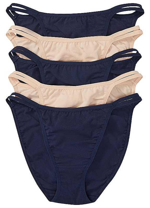 bonprix Pack Of 5 Cotton Briefs - Navy/Sand - Size 10/12 on Productcaster.