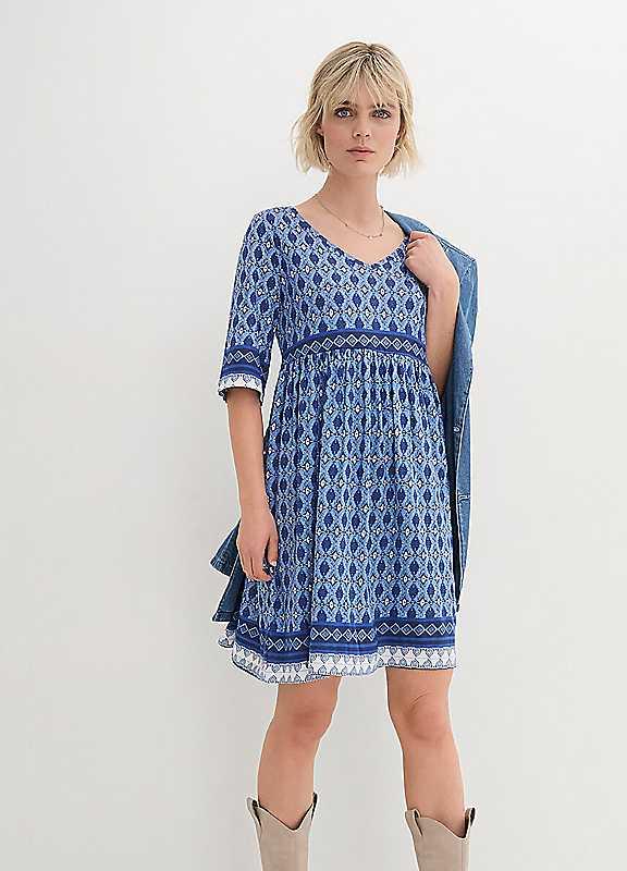 bonprix Paisley Jersey Dress - Blue - Size 26/28 on Productcaster.