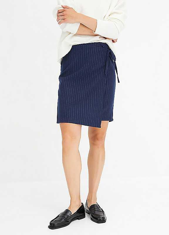 bonprix Pinstripe Wrap Skirt - Navy Stripe - Size 22 on Productcaster.