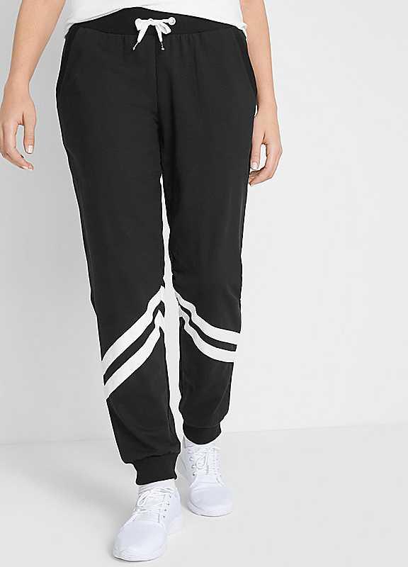 Plus Size bonprix Piped Sweat Pants - Black - Size 18/20 on Productcaster.