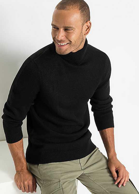 bonprix Polo Neck Jumper - Black - Size 42/44 on Productcaster.