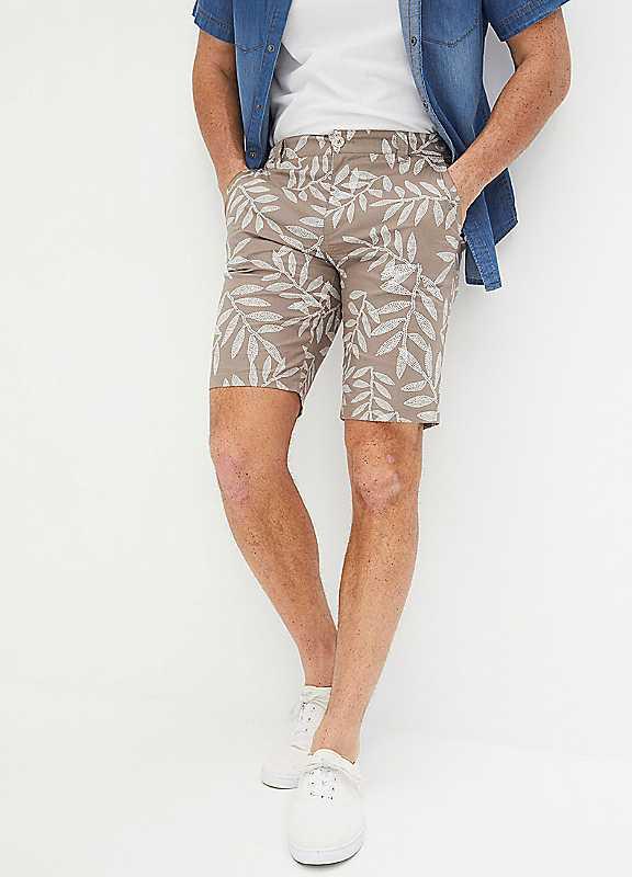 bonprix Printed Cotton Shorts - Taupe - Size 36R on Productcaster.