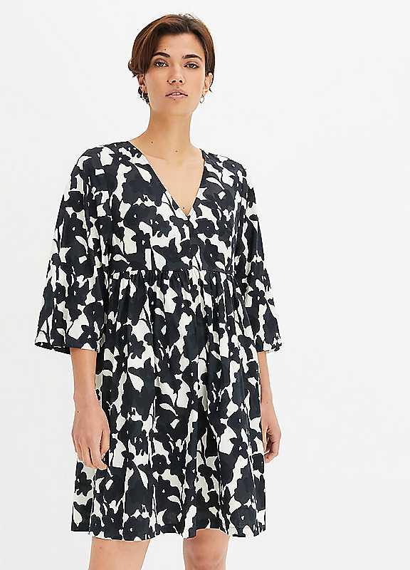 bonprix Printed Cotton Tunic Dress - Black/White - Size 18 on Productcaster.