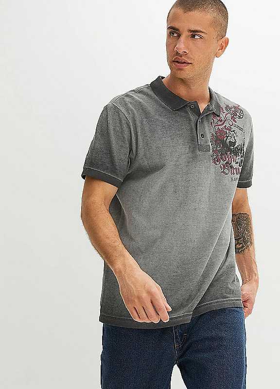 bonprix Printed Polo Shirt - Slate Print - Size 58/60 on Productcaster.