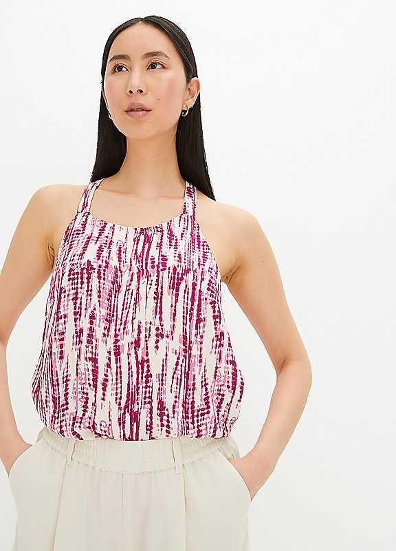 Plus Size bonprix Printed Sleeveless Top - Violet Print - Size 12 on Productcaster.