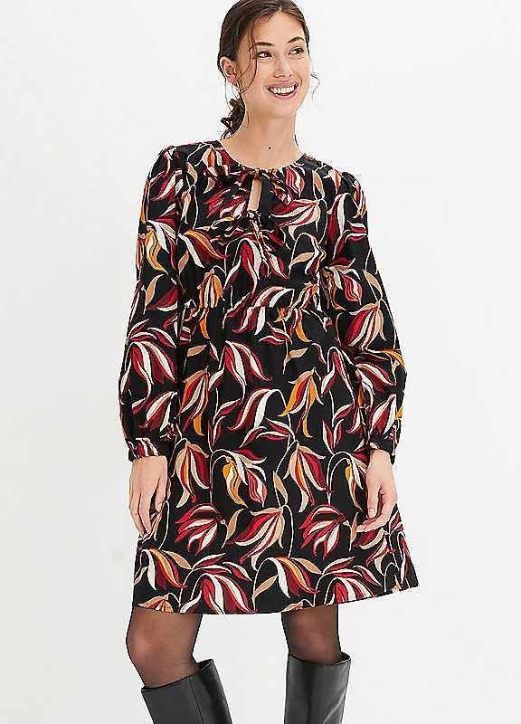 bonprix Printed Tie Bodice Dress - Black Print - Size 20 on Productcaster.