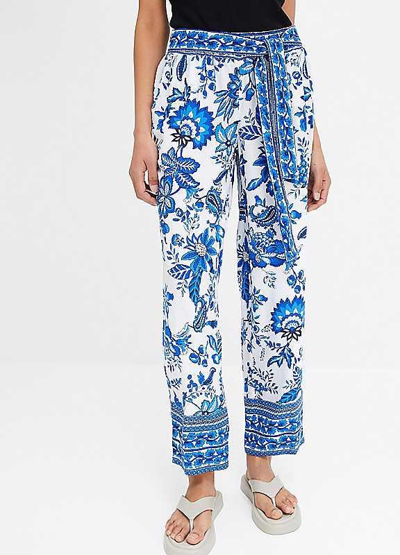 bonprix Printed Woven Trousers - Blue Print - Size 18 on Productcaster.