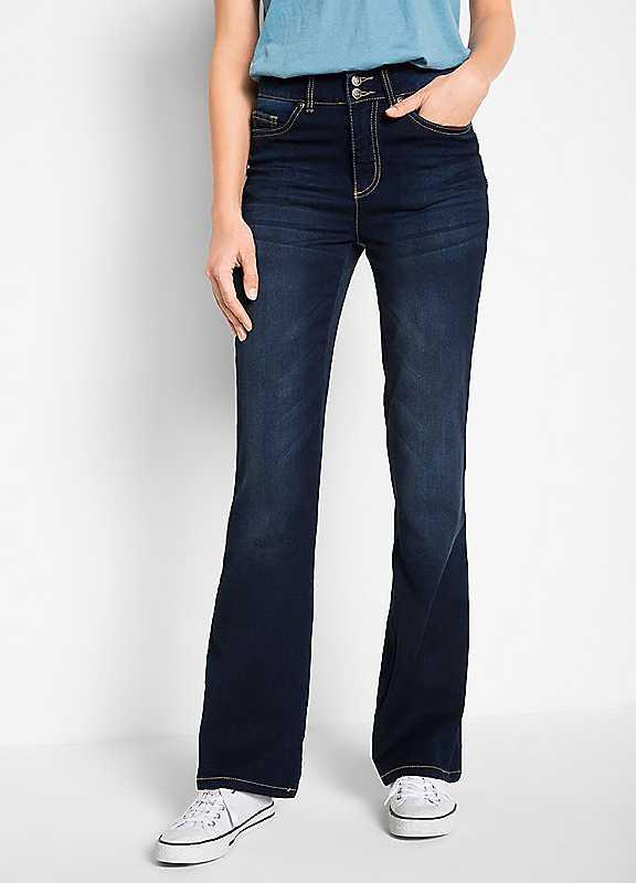 bonprix Push-Up Bootcut Jeans - Dark Denim - Size 16 on Productcaster.