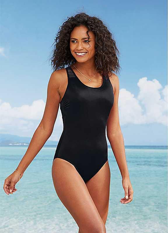 bonprix Racer Back Swimsuit - Black - Size 20 on Productcaster.